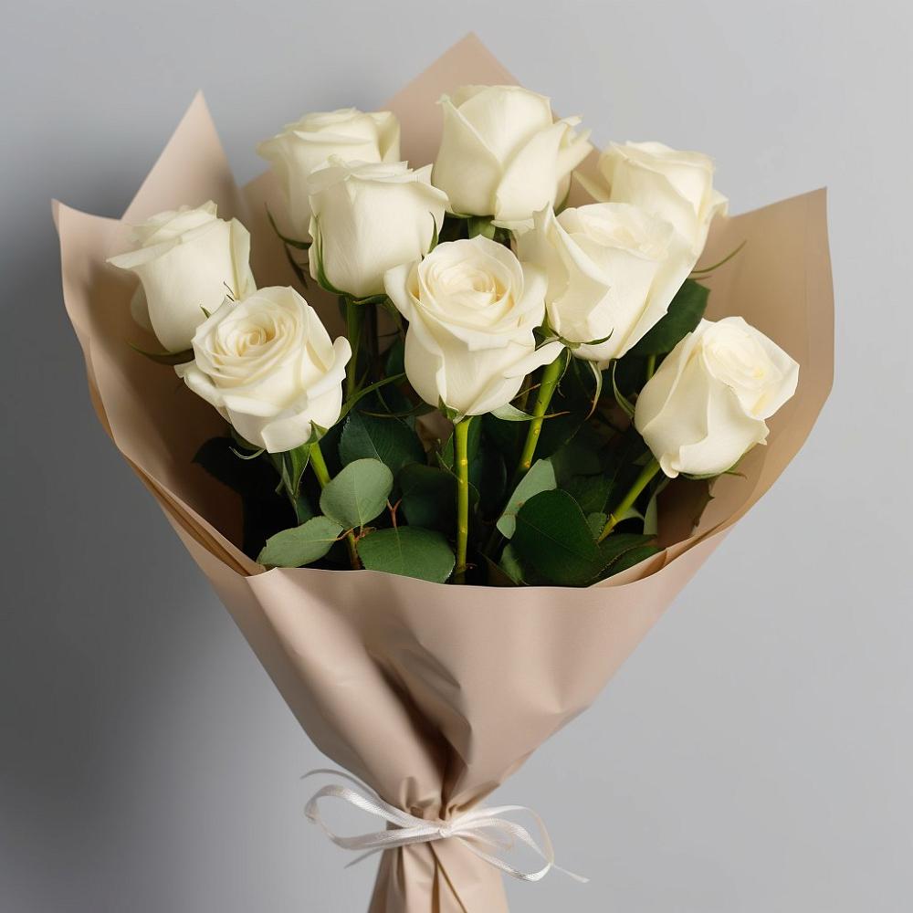 Букет 9 Белых роз Эдлесс Лав в Усть-Ордынске