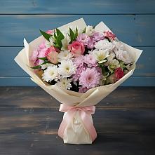 Букет цветов из:  Хризантемы, Альстромерии и Розы #REPLACE_PRED# Усть-Ордынске