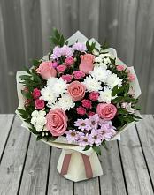 Букет цветов из:  Альстромерии, Гвоздики, Розы и Хризантемы #REPLACE_PRED# Усть-Ордынске