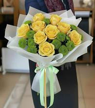 Букет цветов из:  Хризантемы и Розы в Усть-Ордынске