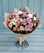 Букет цветов из:  Хризантемы, Розы и Альстромерии в Усть-Ордынске