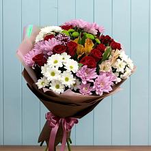 Букет цветов из:  Розы, Хризантемы и Альстромерии в Усть-Ордынске