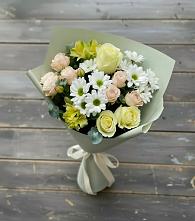 Букет цветов из:  Альстромерии, Розы и Хризантемы в Усть-Ордынске
