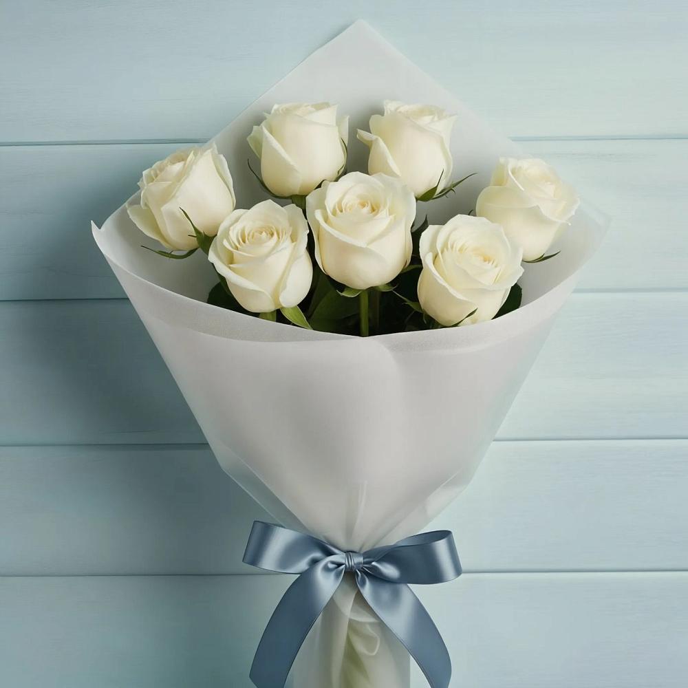 Букет 7 Белых роз Эдлесс Лав в Усть-Ордынске